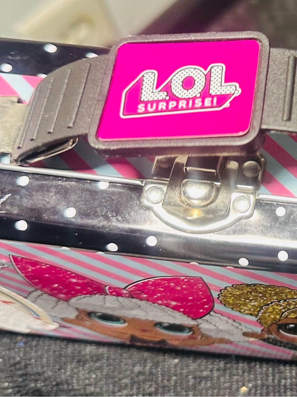 Collectible L.O.L. Surprise! Pink and Black Polka Dot Metal Carry Case
